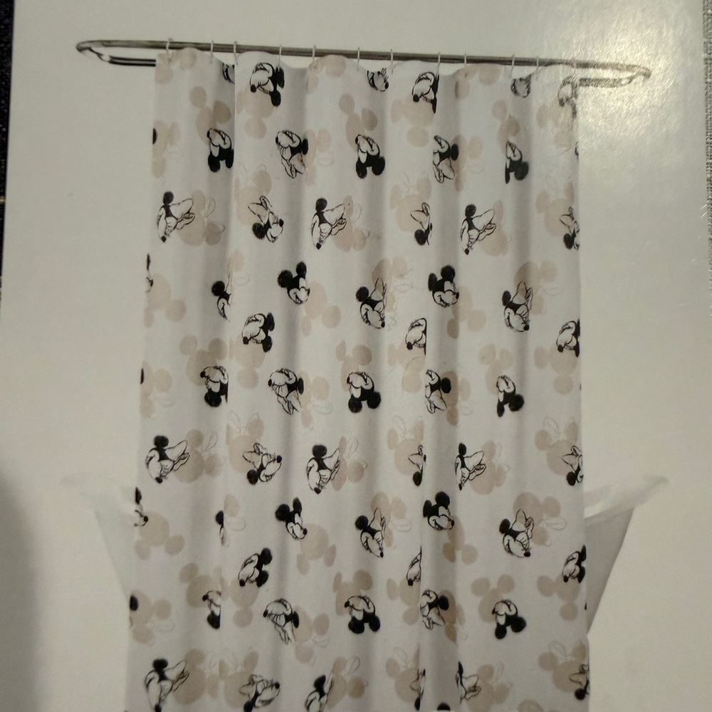 Disney Mickey and Friends Shower Curtain - Black, Beige, White - Picture 3 of 6